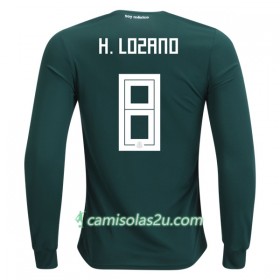 Camisolas de Futebol México H.Lozano 8 Equipamento Principal Copa do Mundo 2018 Manga Comprida